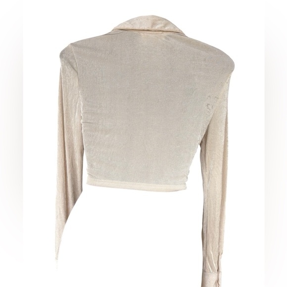 Beige botany women’s sheer long sleeve button down beige cream top size small - Picture 4 of 7